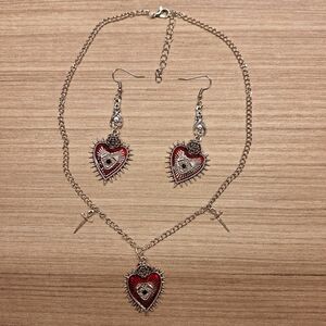 Heart Pendant Necklace and Earring Set